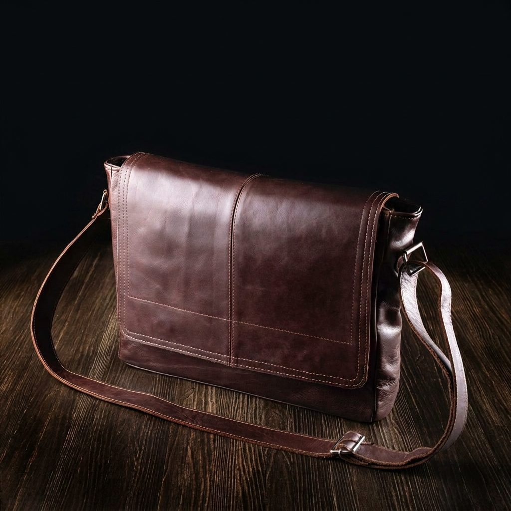Morral de cuero marrón - Belia Leather